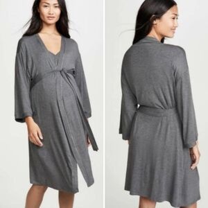 Hatch Bamboo Dark Gray Hospital Maternity Robe One Size